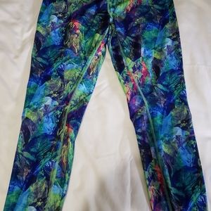 Asics Blue and Purple Leggings with Dynamic Pattern